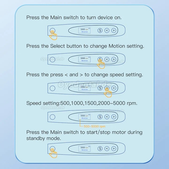Elektrisches kabelloses Dentalhygiene-Prophy-Handstück 10 Geschwindigkeitseinstellungen