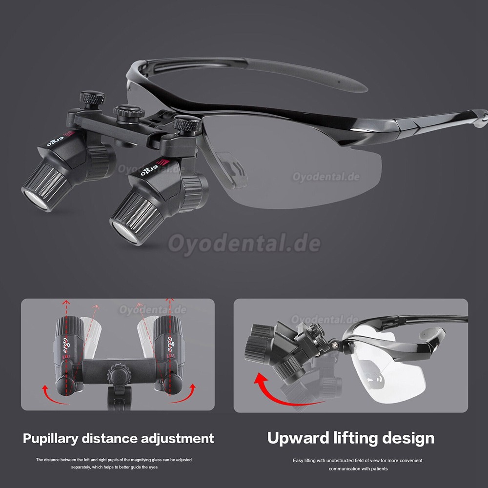 4,0 x 450 mm Ergonomische Ergo Lupenbrillen + Kabellose 5W LED OP-Stirnleuchte