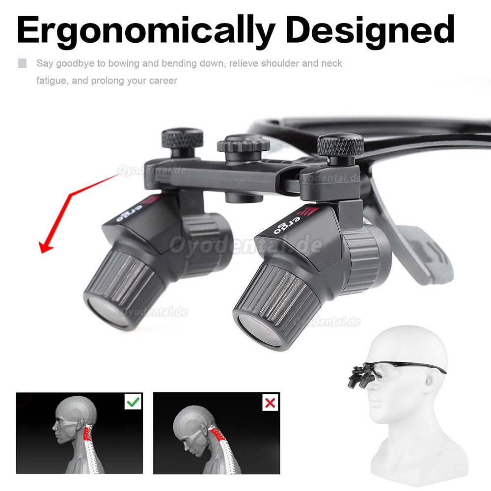 4,0 x 450 mm Ergonomische Ergo Lupenbrillen + Kabellose 5W LED OP-Stirnleuchte