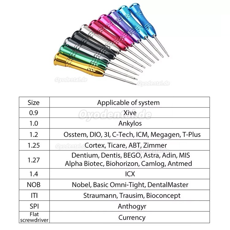 10 Stück/Set Universal-Schraubendreher-Set für Zahnimplantate Implantat-Instrument