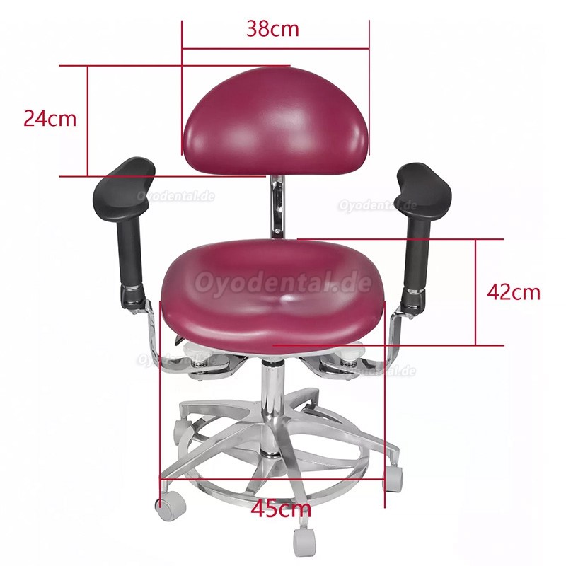 JKS-037 Ergonomischer Zahnarztstuhl mit Armlehne Zahnarzthelferstuhl Hygienikerstuhl 360° Drehbar