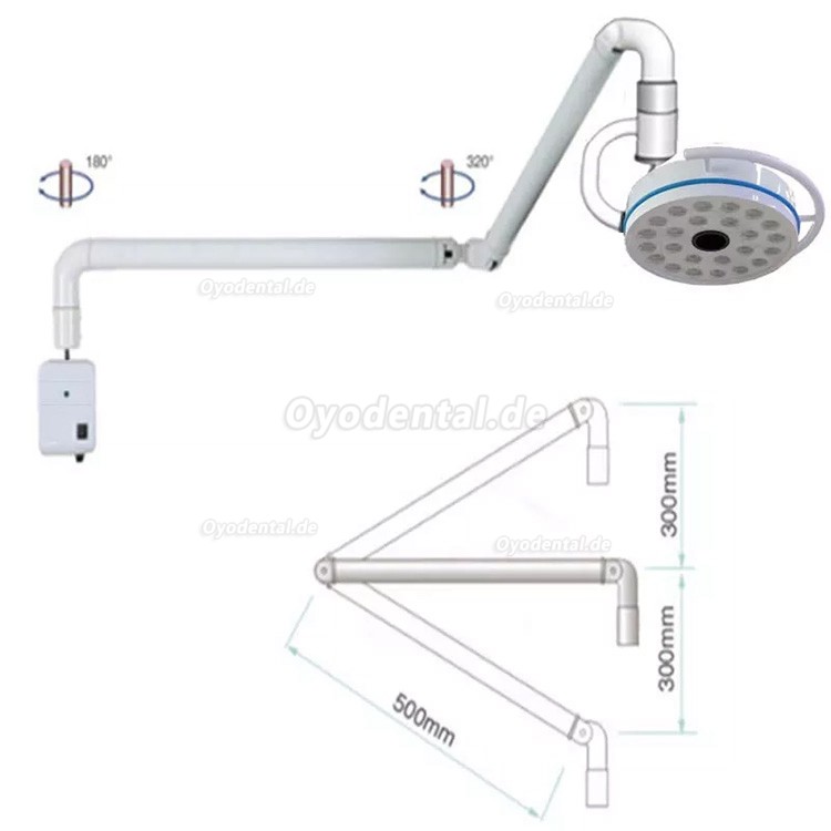 72W Wandmontierte OP-Leuchte Chirurgische Lampe Schattenlose Prüfung Betrieb Licht 24 LEDs