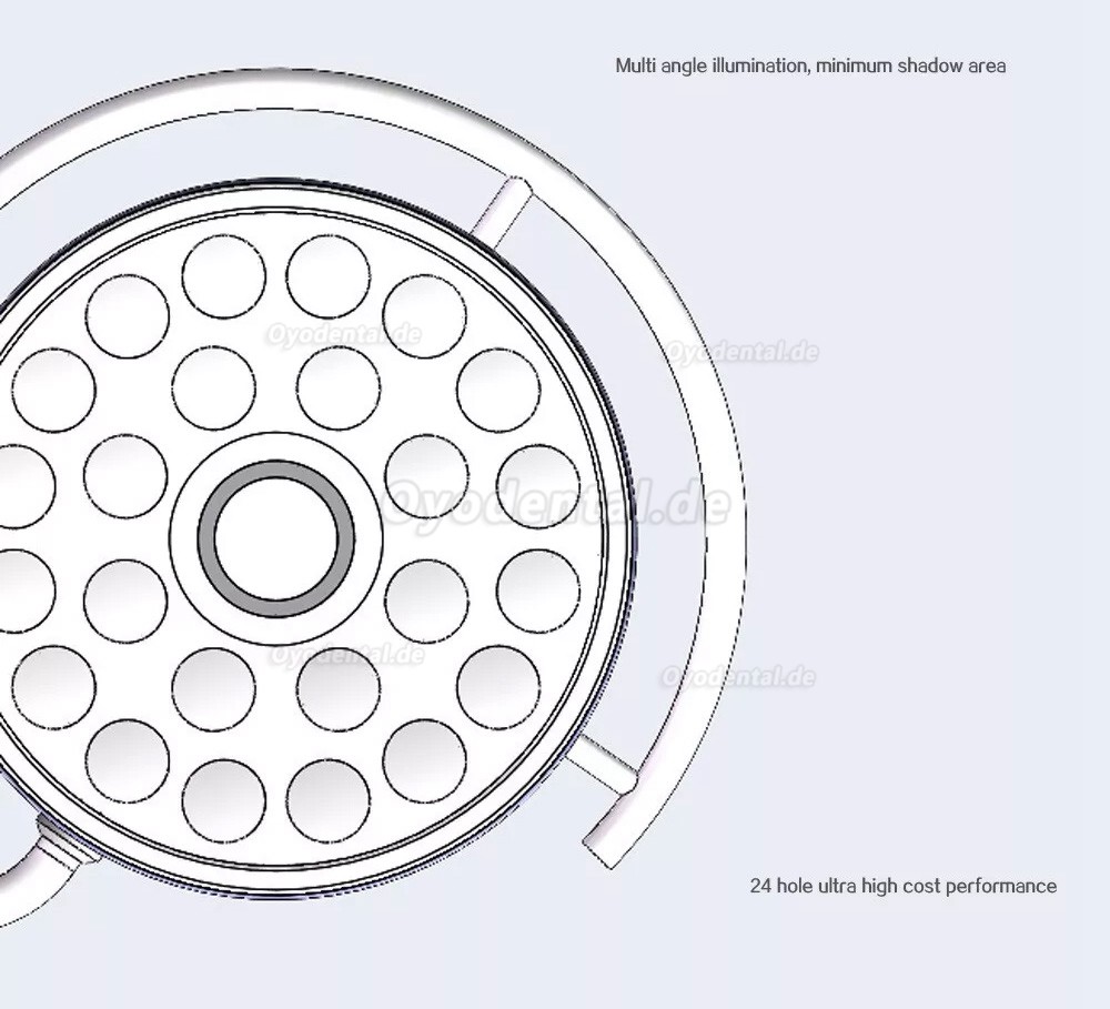 72W Wandmontierte OP-Leuchte Chirurgische Lampe Schattenlose Prüfung Betrieb Licht 24 LEDs