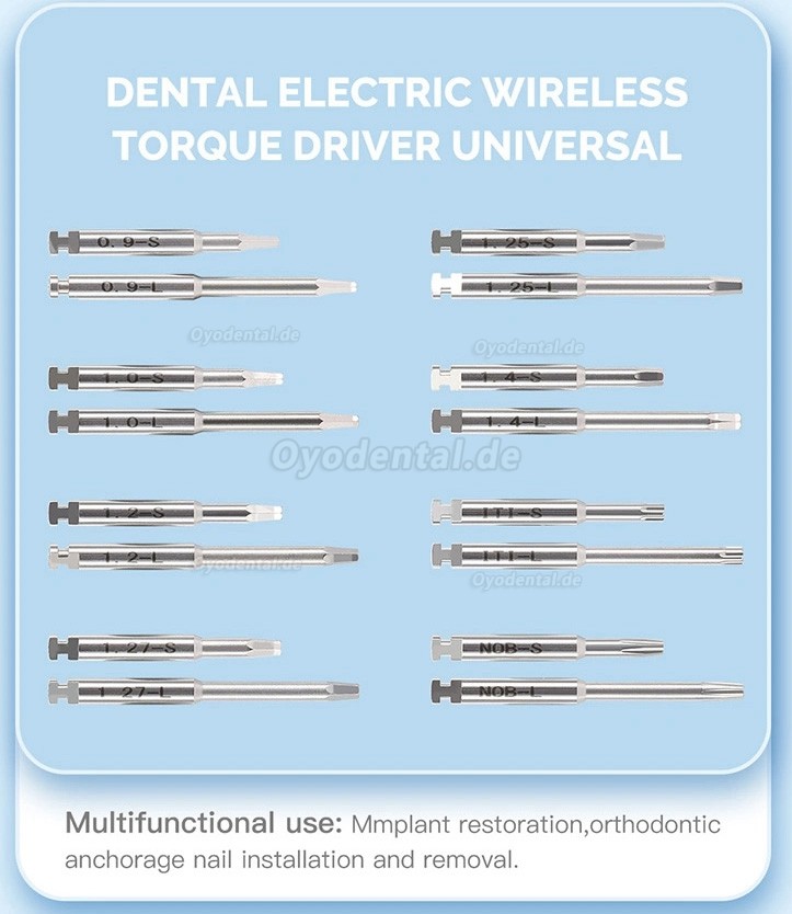 Elektrisches kabelloses Universal-Implantat-Drehmomentschlüssel-Set mit 16-teiligen Schraubendrehern