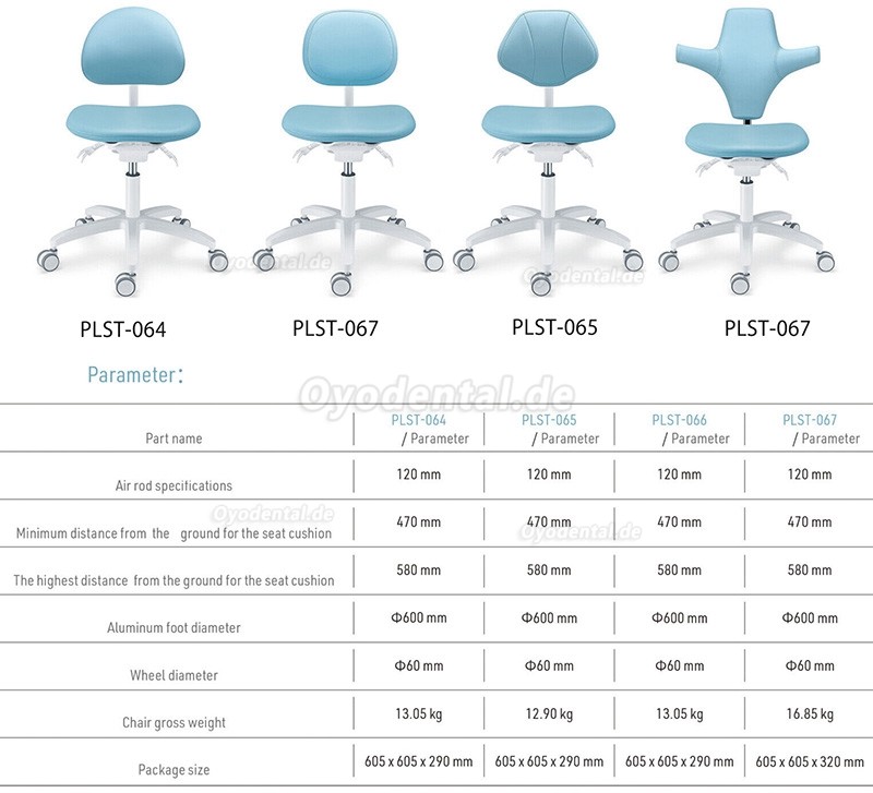 PLST-06 Serie Einstellbarer Ergonomischer Zahnarztstuhl Zahnarzt Bediener Assistent Hygienikerstuhl