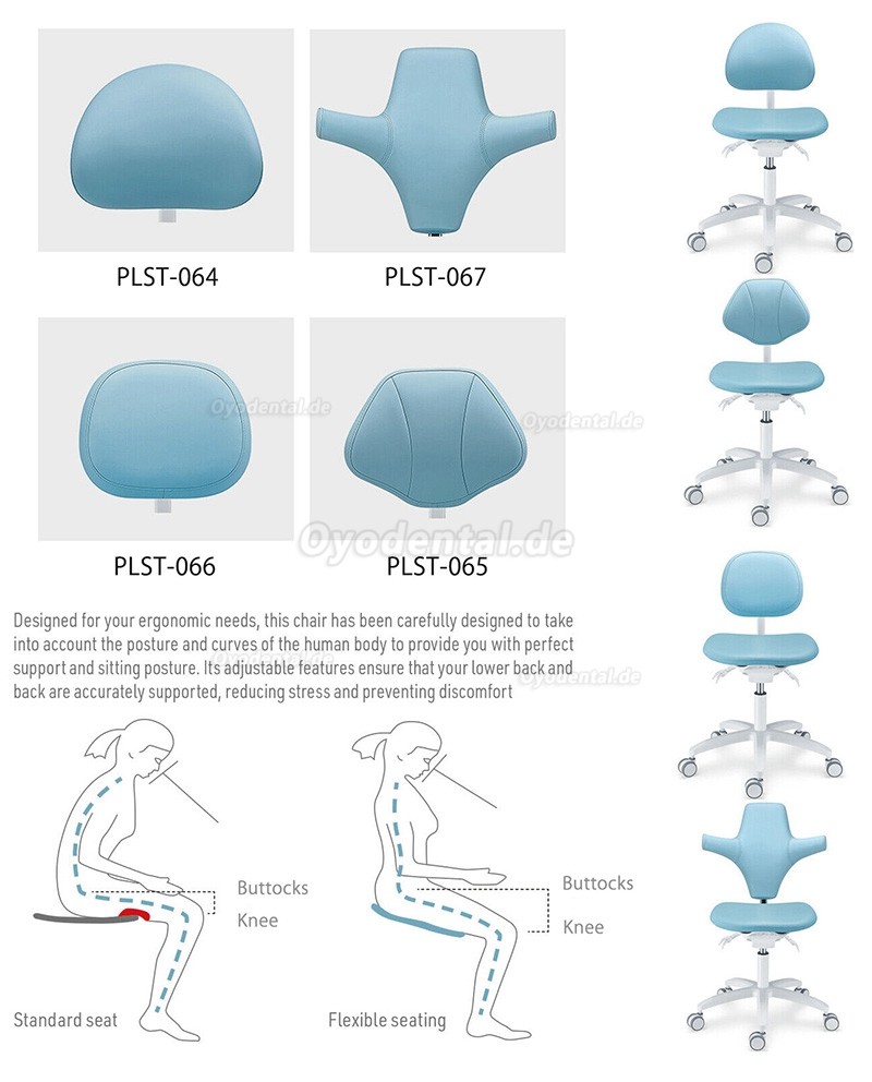 PLST-06 Serie Einstellbarer Ergonomischer Zahnarztstuhl Zahnarzt Bediener Assistent Hygienikerstuhl