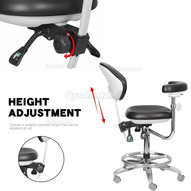 QY-600M-B2 Verstellbarer Ergonomischer Zahnarztstuhl Assistenzarztstuhl Arztstuhl mit Armlehne 360° Drehbar